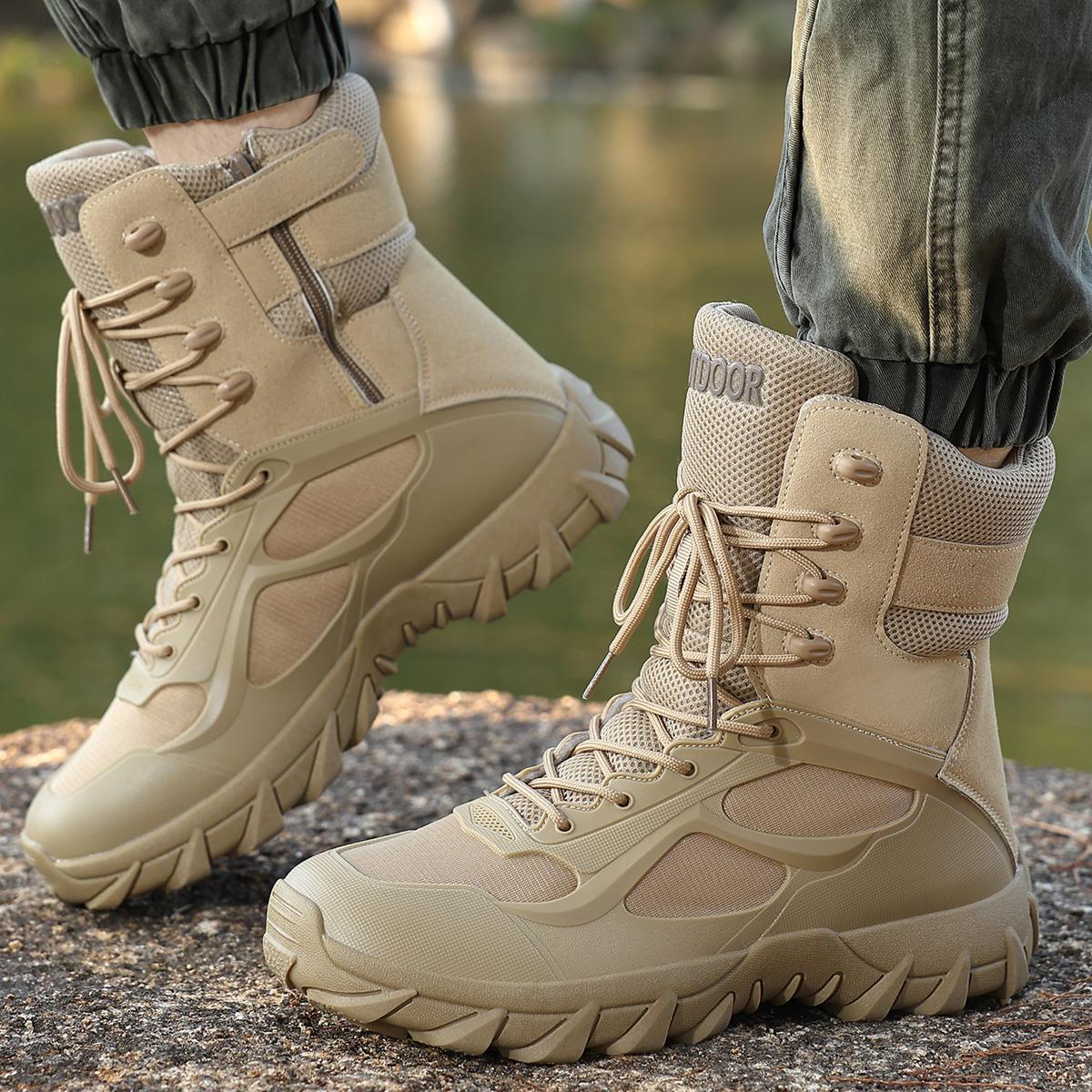 TUINANLE Hiking Boots Men Outdoor Non Slip Footwear Work Ankle Boots Lace-Up Non-slip Sports Casual Trekking Sneakers High Top 47 коричневый 3060₽