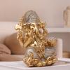 Lord Ganesha Statue Sculpture Sitting Buddha Ornament Hindu Elephant God Resin Craft for Car