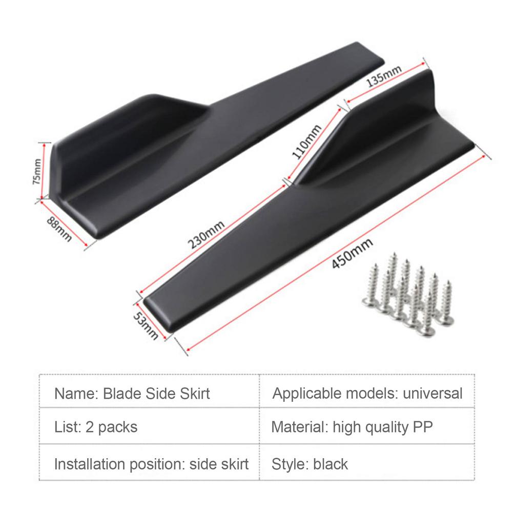 2pcs Universal Car Rear Bumper Spoiler Left/Right Rear Side Skirt Protective Panels Anti-crash Diffuser Lip Wrap Angle Protector