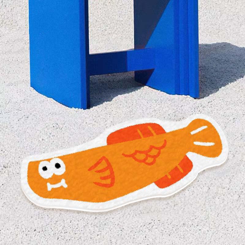 Cartoon Fish Imitation Cashmere Shaped Small Carpet Comfortable Insulation Porch Carpet Toilet Door Mat Home Decoration