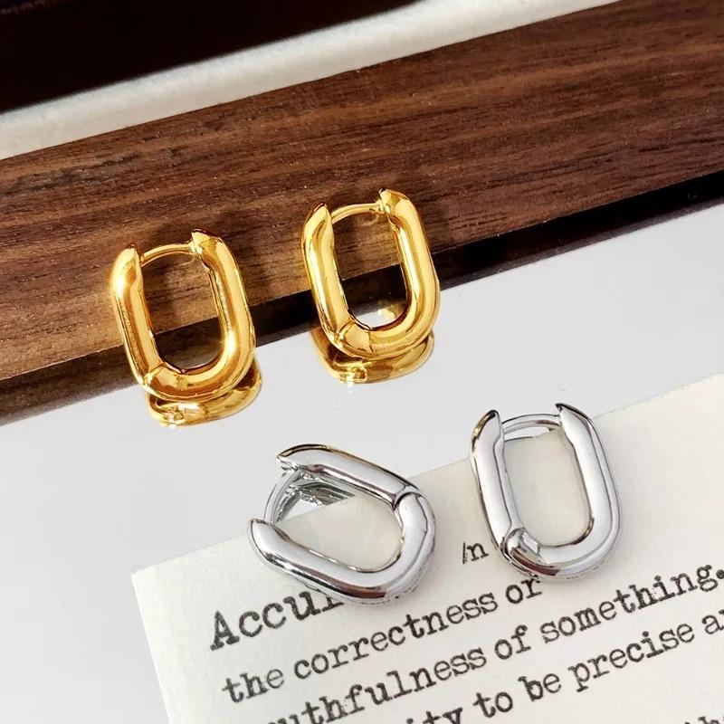 925 Silver Oval Small Circle Earrings for Women Minimalism Geometric U Shaped Earrings Daily Trendy Jewelry Gifts