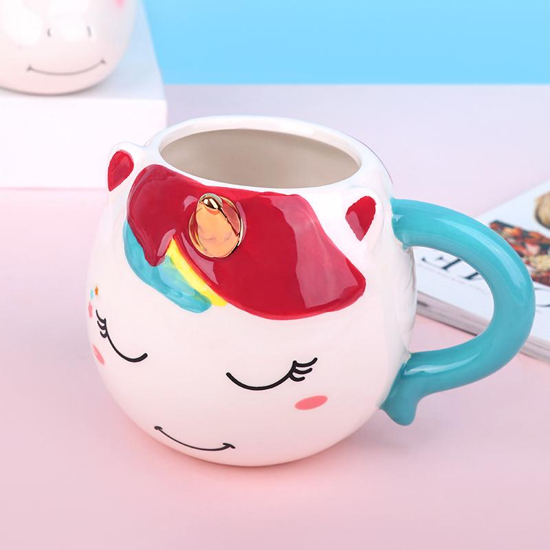1 Stück Einzigartiges Regenbogen-Einhorn-Design 10oz Keramiktasse Handbemalte Kaffee- Kakao-Tasse für Kinder Jungen & Mädchen Einhorn-Partys