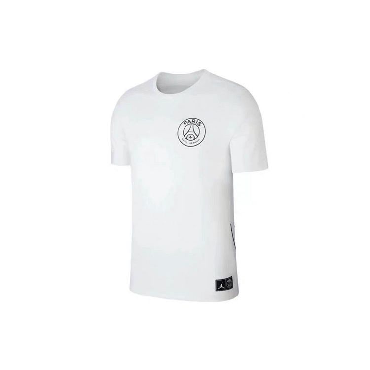 Jordan Paris Saint-Germain Printed Logo Sport Crew Neck Short Sleeve T-Shirt Men Tops White BQ4274-100
