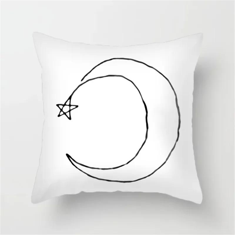 Office Sofa Car Cushion Cover Cartoon Black and White Simple Line Printing Luxury Home Decoration Pillow Cover