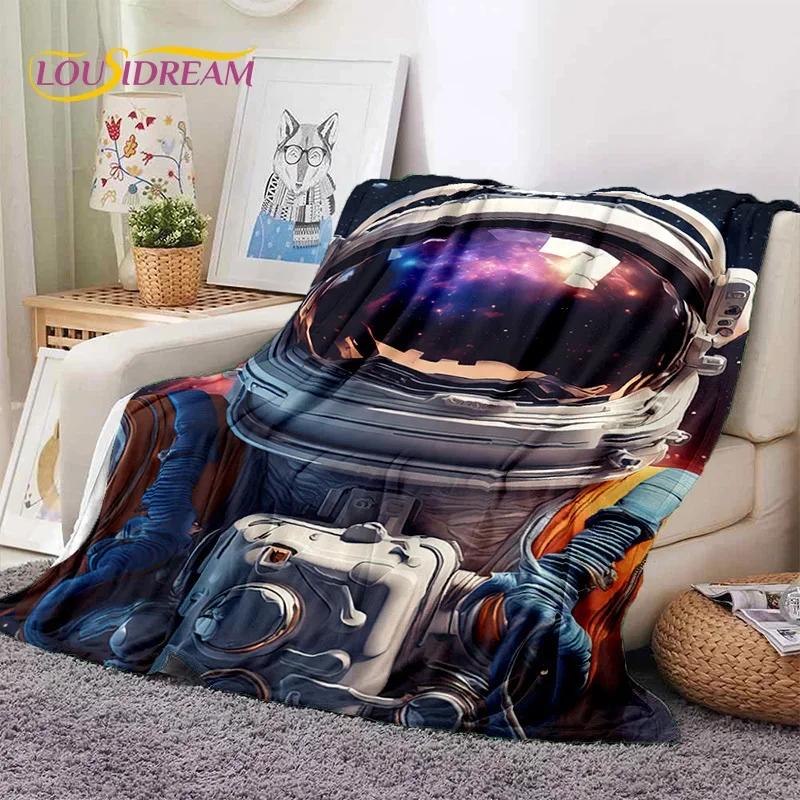 Astronaut Universe Spaceman Outer Space Cartoon Soft Flannel Blanket for Beds Bedroom Sofa Picnic,Throw Blanket Outdoors Leisure