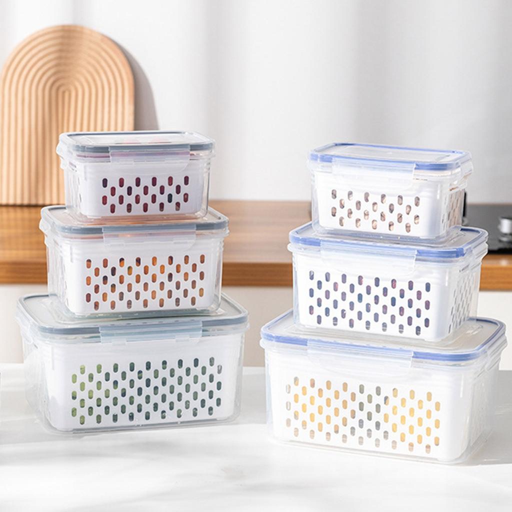 Förvaringsbehållare för frukt och grönsaker för kylskåp, arrangör för färskbehållare