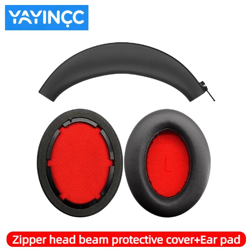YAYINCC Replacement Headphone Earpads Headband /Silicone zipper head beam protective sleeve Suitable For 1MORE SonoFlow Earphone