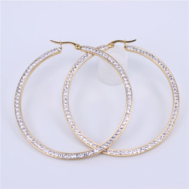 20 /30 /40 /50 /60 Mm Orecchini in Pietra di Cristallo Usura Acciaio Inossidabile Popolari da Donna Vendita 2 Colori Cerchi Orecchini Gioielli Lheh77Gioielli di Moda