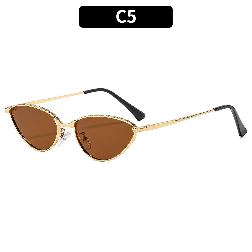 Women's sunglasses men's and women's retro metal cat eye sunglasses