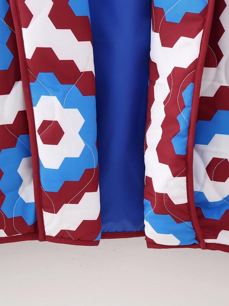 Jesienny damski płaszcz bawełniany patchworkowy z nadrukiem geometrycznym 2023