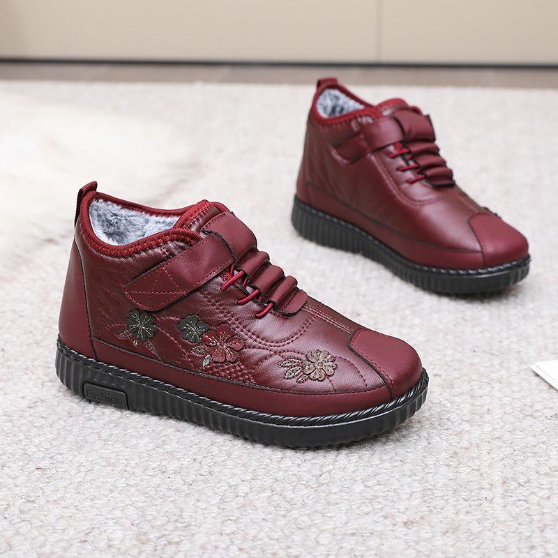 Dámské nepromokavé zimní boty pro seniorky, plyšová podšívka, boty do chladného počasí, protiskluzové teplé sněhule, pohodlné pro babičku