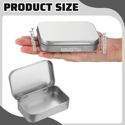 Boîtes Récipients Rectangulaires en Métal Argenté Vides à Charnières Boîtes pour Besoins Essentiels Boîte Portative Mini Kit de Rangement Carte Cadeau