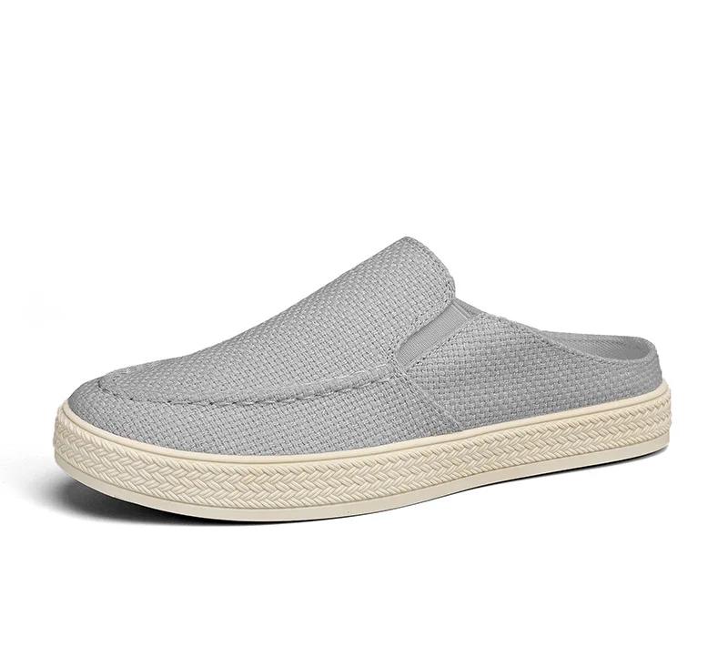 Mule Homme Été Nouvelles Chaussures Décontractées Demi-Mules Toile Respirante Semelle Souple Chaussure de Marche Légère Chaussures Vulcanisées