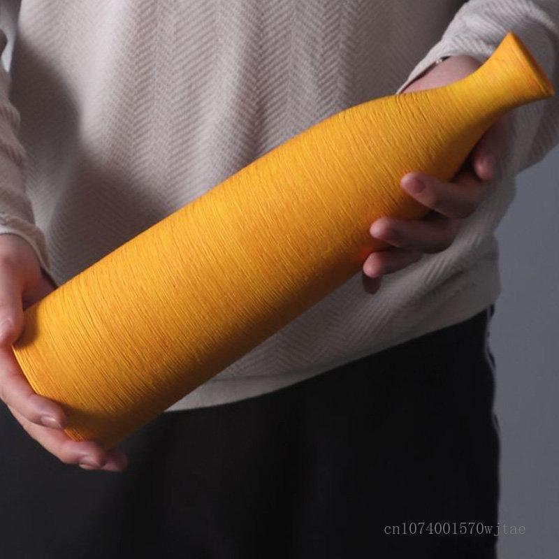 High quality ceramic vase for home decoration, living room, bedroom, dining room, table top decoration, yellow, gray, black