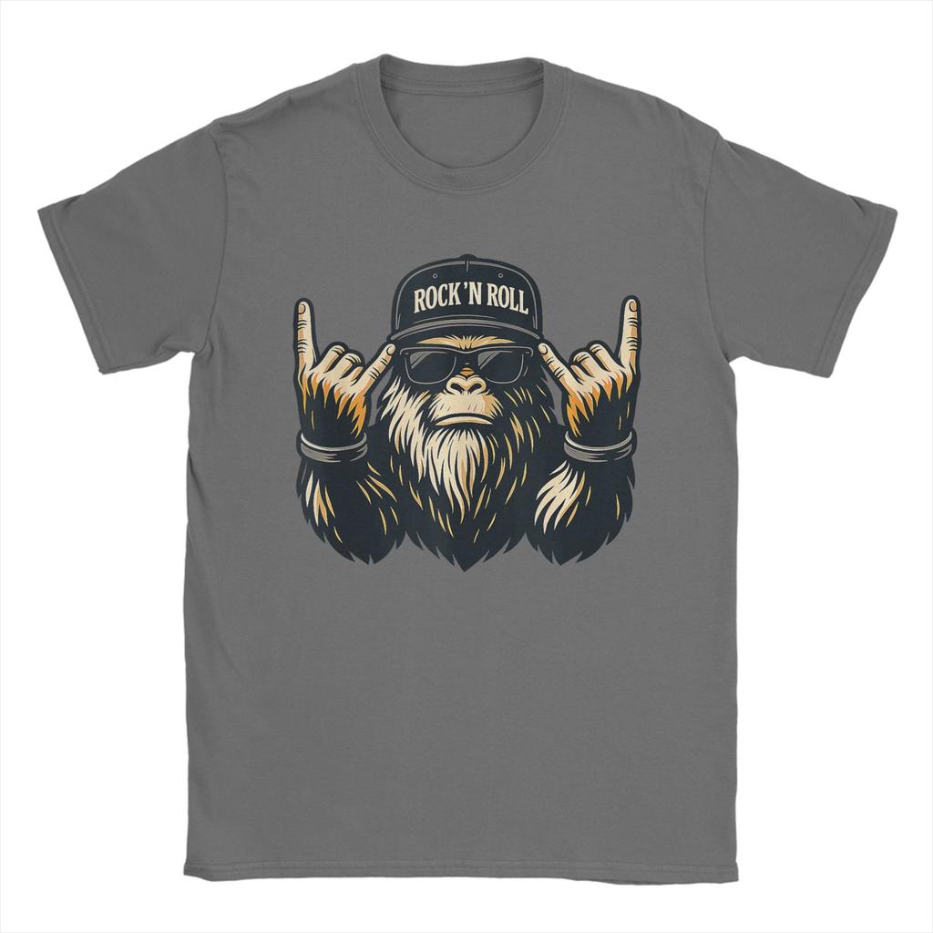 Bigfoot Rock On Sasquatch Heavy Metal Vibes T Shirt Summer Cotton T Shirts Unisex Novelty Tee Shirt Short Sleeve Vintage Top Tees