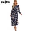 GMXIA Spring Summer Bohemian Women Maxi Dress Casual Long Sleeve High Waist Beach Dress Women Floral Chiffon Dresses Vestidoes Mujer New