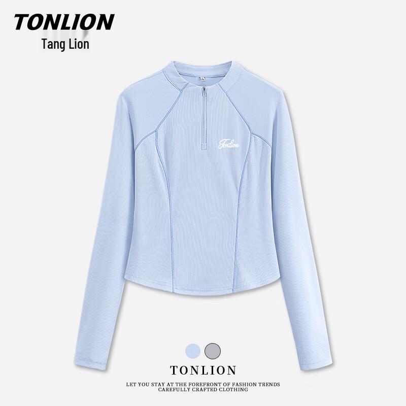 TonLion Women s Quick-Dry Slim Fit Half-Zip Long Sleeve Sports Top S