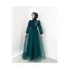 Shoulder Stone Embroidered Hijab Evening Dress Organza Tulle Sash Detailed Design Fashion Wedding Elegance  Saks