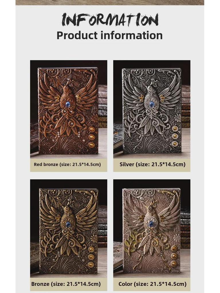 Phoenix Diamond European Retro PU Notebook & Travel Diary