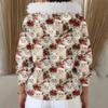 Women's Fashion Casual Sweater Zipper Print Cardigan Plush Hooded Jacket