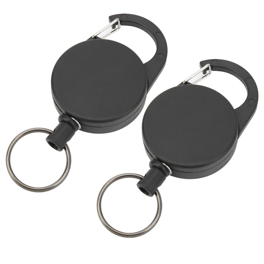 2 Pcs Retractable Key Holder High Rebound Stainless Steel Wire Anti Lost Retractable Badge Reel Keychain