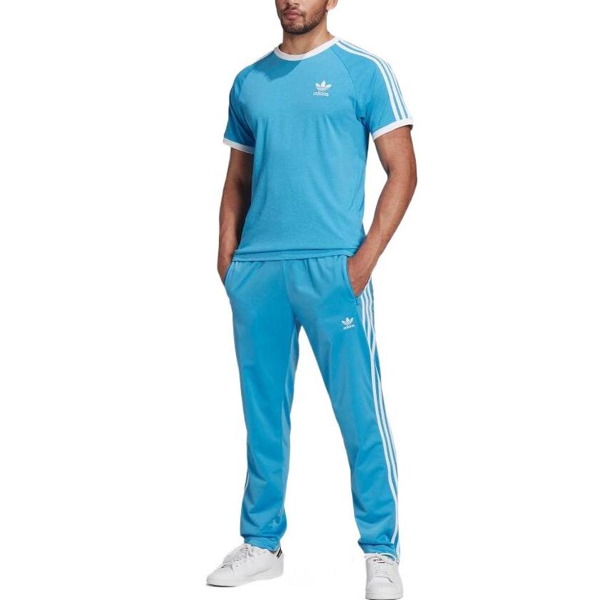 Adidas Originals TRACE CALIFORNIA T Shirts Men's Blue Crew Neck Moderate Straight Fit HB9527