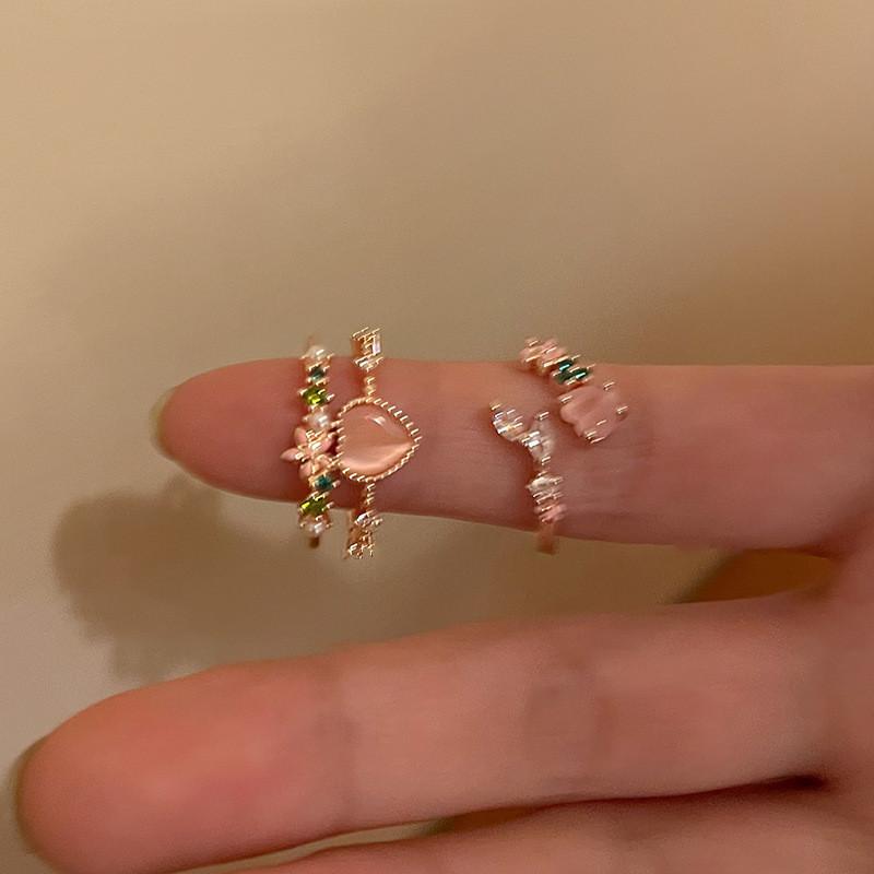 Style Geometric Charming Adjustable Heart Shaped Zircon Ring For Women Perfect For Gifts