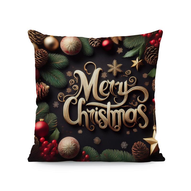 Hot Sale Blue Snowman & Santa Christmas Pillowcase - Festive Sofa Cushion Cover