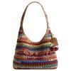 Coach Brooklyn 28 Gewebtes Design Magnetverschluss Stroh Und Kalbsleder Hobo Tasche Damen Hobo Tasche Mehrfarbig CDZ39-B4L38