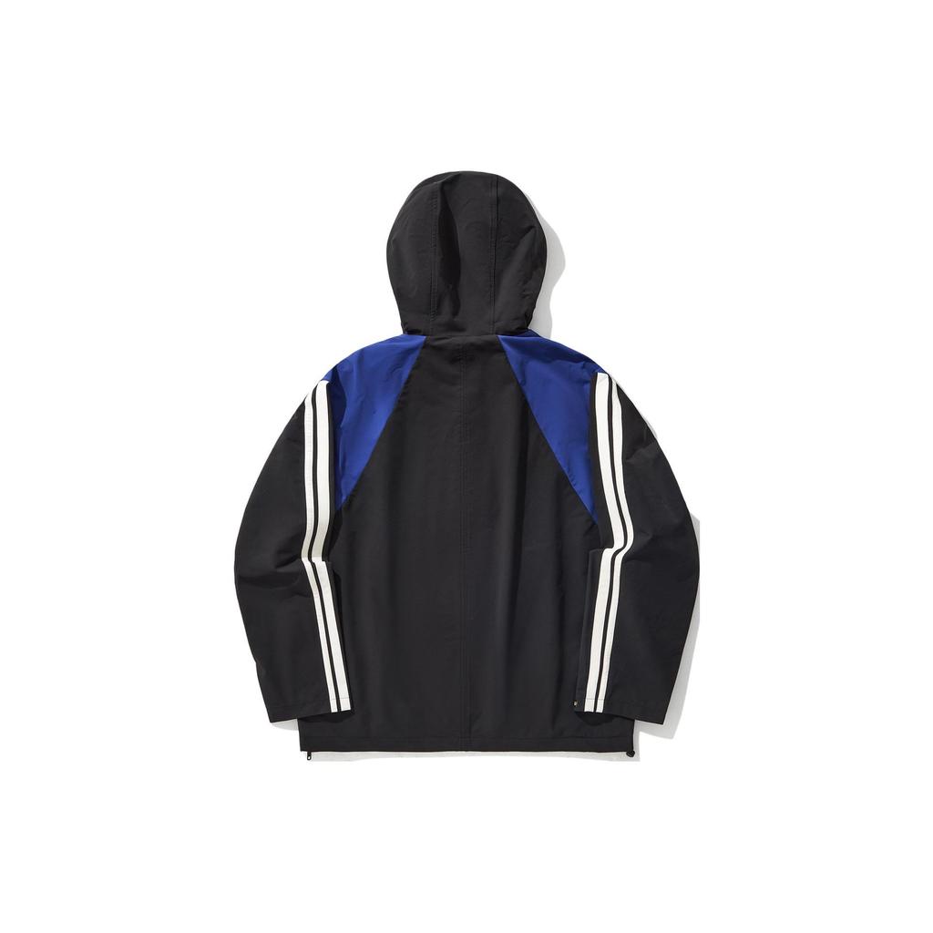 Li Ning Reignite Series Striped Spliced Hooded Pullover Loose Sports Windbreaker Unisex Windbreaker Black AFDU273-1