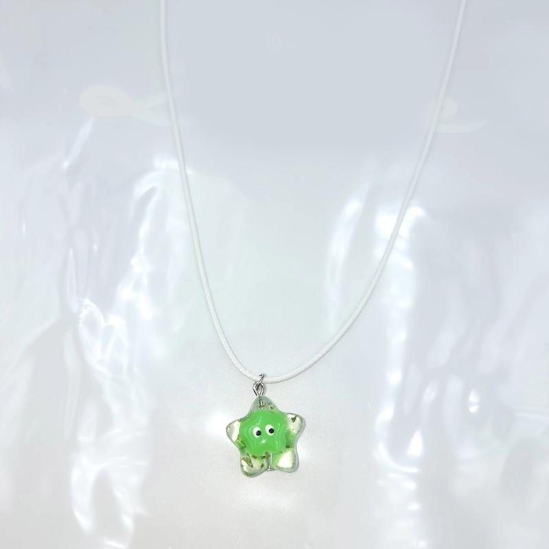 Fashion Star Pendant Necklace Lovely Resin Charm Sweater Chain for Women Teen Girls Korean Choker Clavicle Chain Jewelry