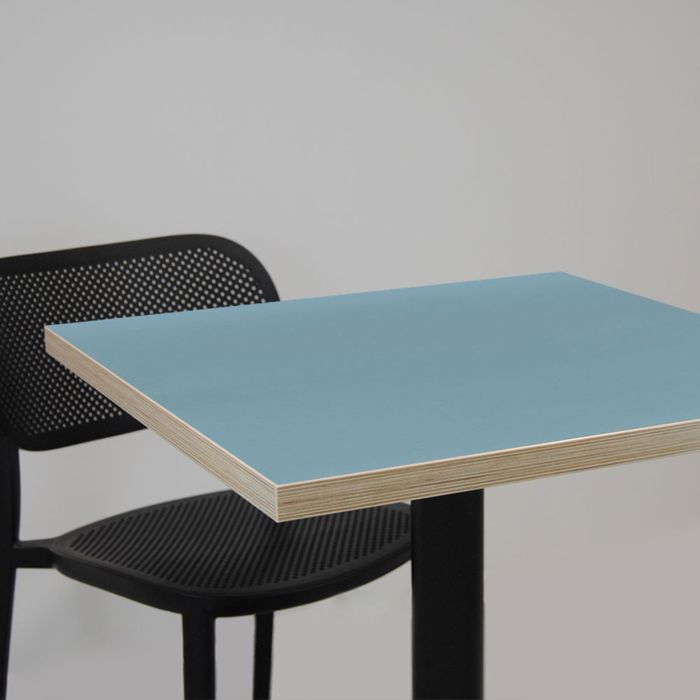 Mange-debout 60 x 60 cm - modèle Bazila bleu cèdre chants bois