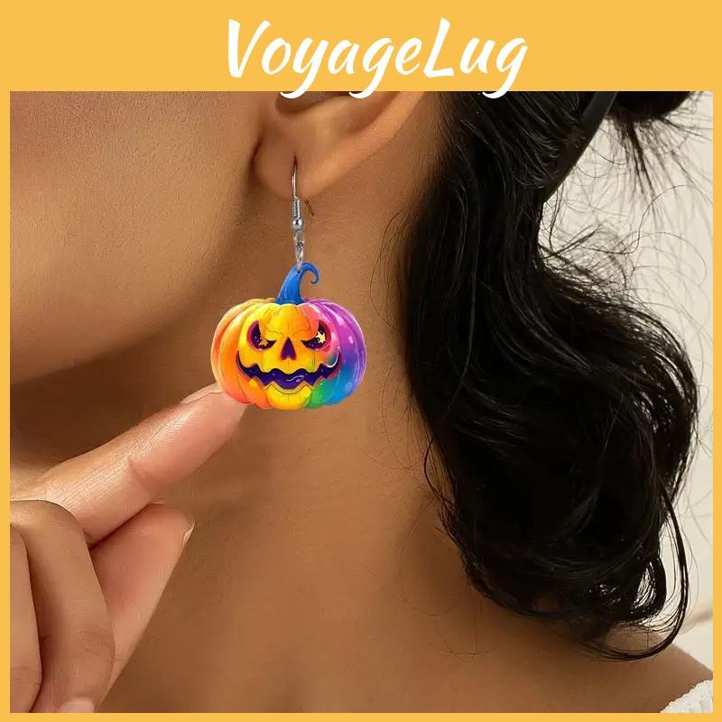 Kreative Halloween-Ohrringe für Damen mit farbigem Kürbismuster aus Acryl