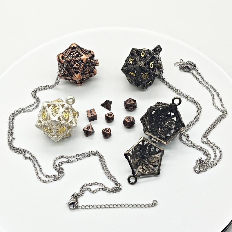 Hollow Dices Pendant Necklace for Women Adjustable Length Chain Jewelry Accessories
