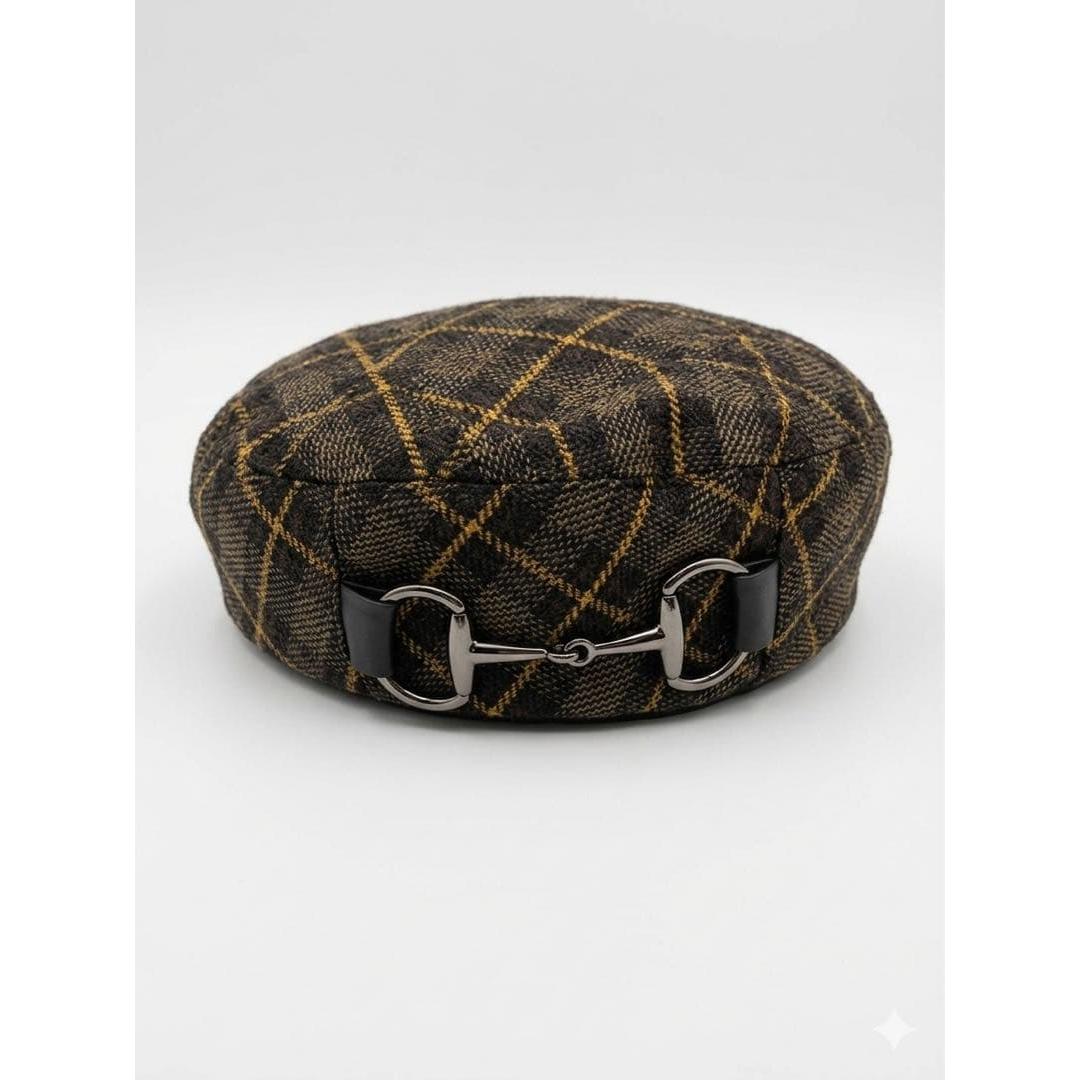 Used [Price reduction] CA4LA beret plaid horsebit decoration
