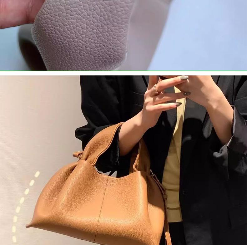 Francouzská luxusní kabelka z pravé kůže ve tvaru knedlíku - Retro evropský a americký design