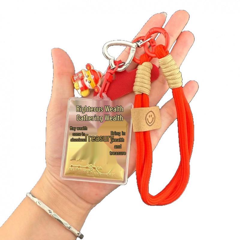 999 Pure Gold Treasury Keychain: God of Wealth Mobile & Car Decoration for Attracting Wealth