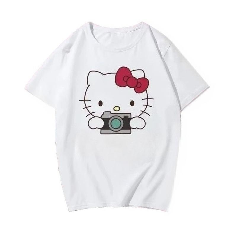 2026 Sanrio Hello Kitty Women s T Shirt Casual Shortsleeve Roundneck Hotselling Top Versatile T Shirt Clothing S