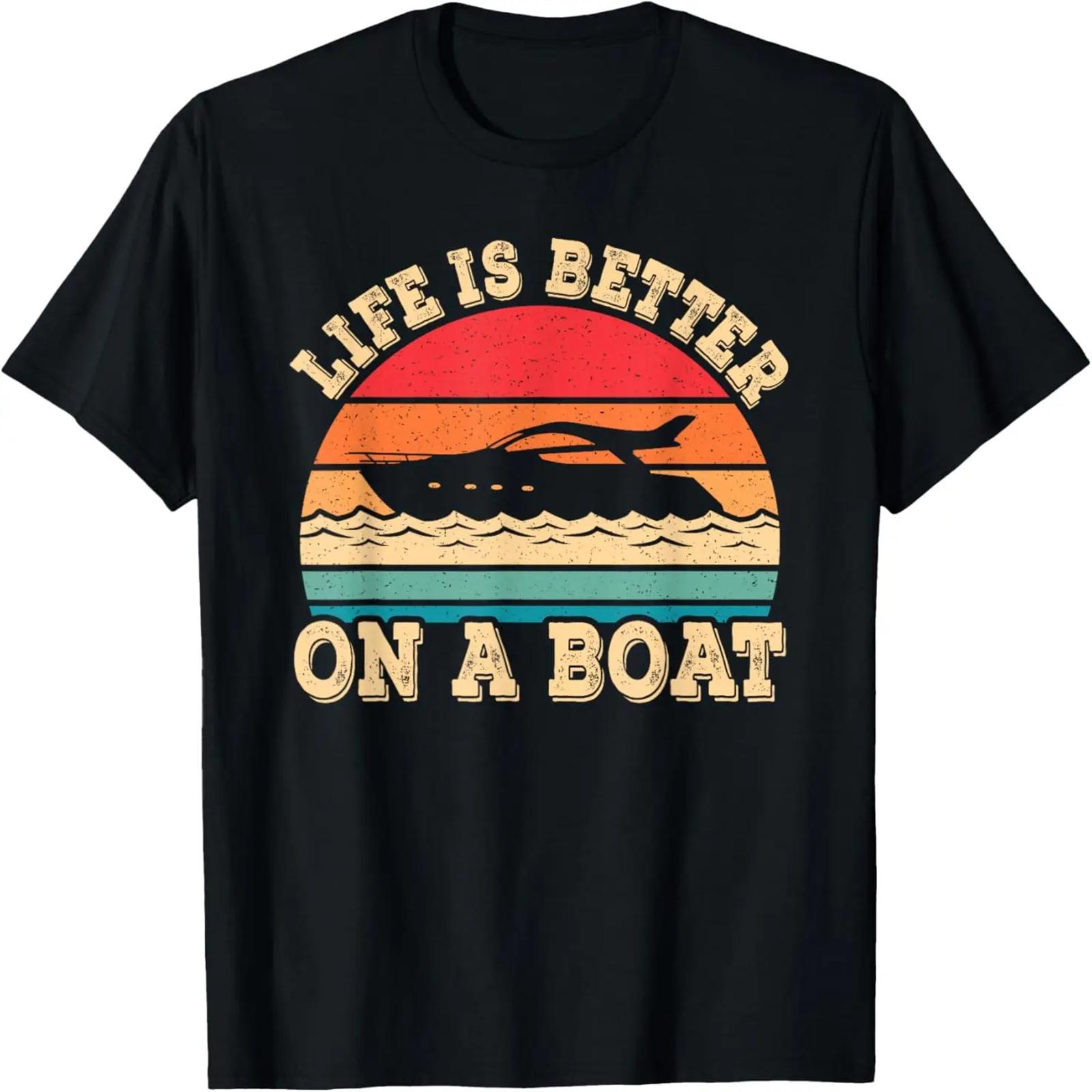 

Life Is Better On A Boat Retro Boating Captain Funny Boat T-Shirt XXXXXL чорний