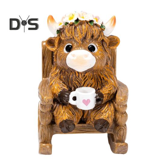 

Статуэтка коровы в горной местности, кресло-качалка, туалет, гирлянда для чтения, статуя коровы, скульптура, модель, игрушка, украшение для домашнего офиса, рабочего стола, орнамент C