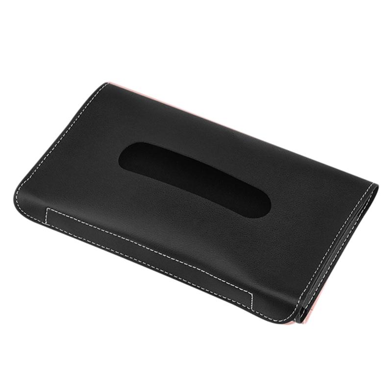 

Car Sun Visor Tissue Box Pu Leather Elastic Band Universal Car Tissue Holder For Armrest Auto Interior Accessories чёрный