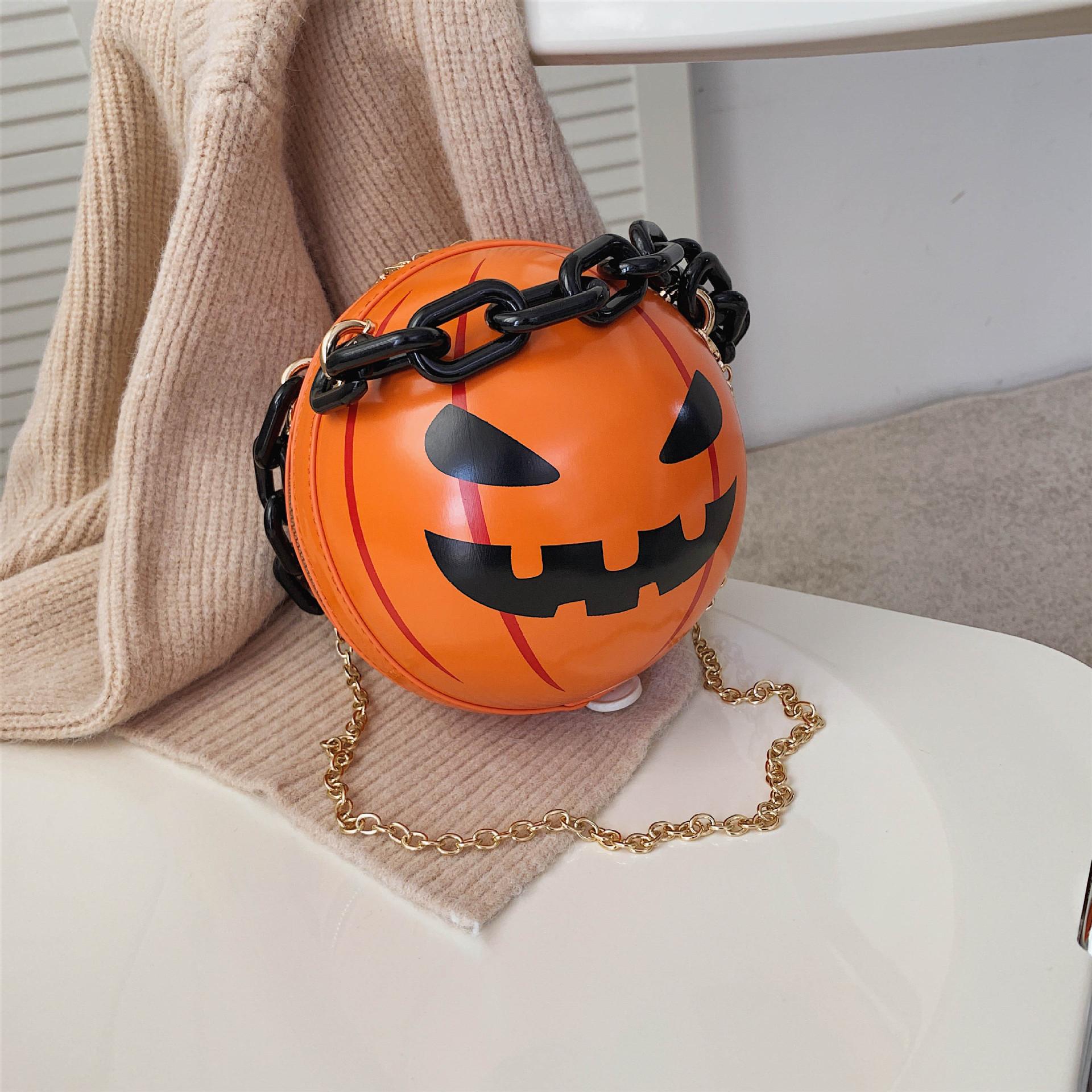 

Темно-сладкая крутая сумка в стиле Spice Girl, симпатичная круглая сумка 2024 года, женская сумка с цепочкой через плечо и тыквой