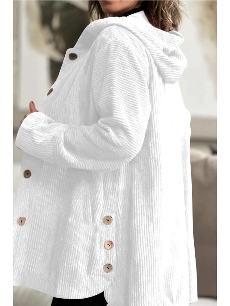 Women's outerwear top 2025 autumn new style hooded loose fitting women's corduroy casual jacket