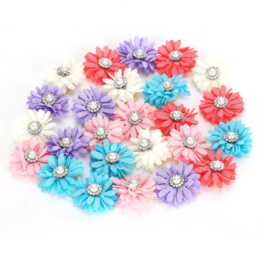 25Pcs/lot Cute Pet Dog Cat Hair Bows Flowers Grooming Bows with Rubber Bands for Pet