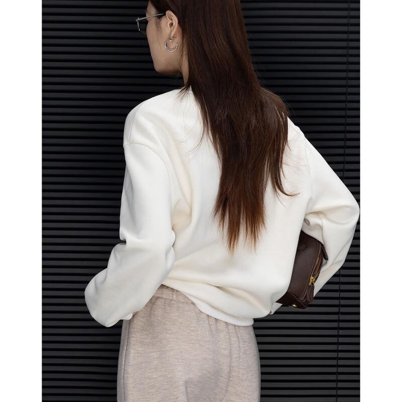 Demana Women's Winter 350G Aolai Velvet Loose Fit Embroidered Sweatshirt
