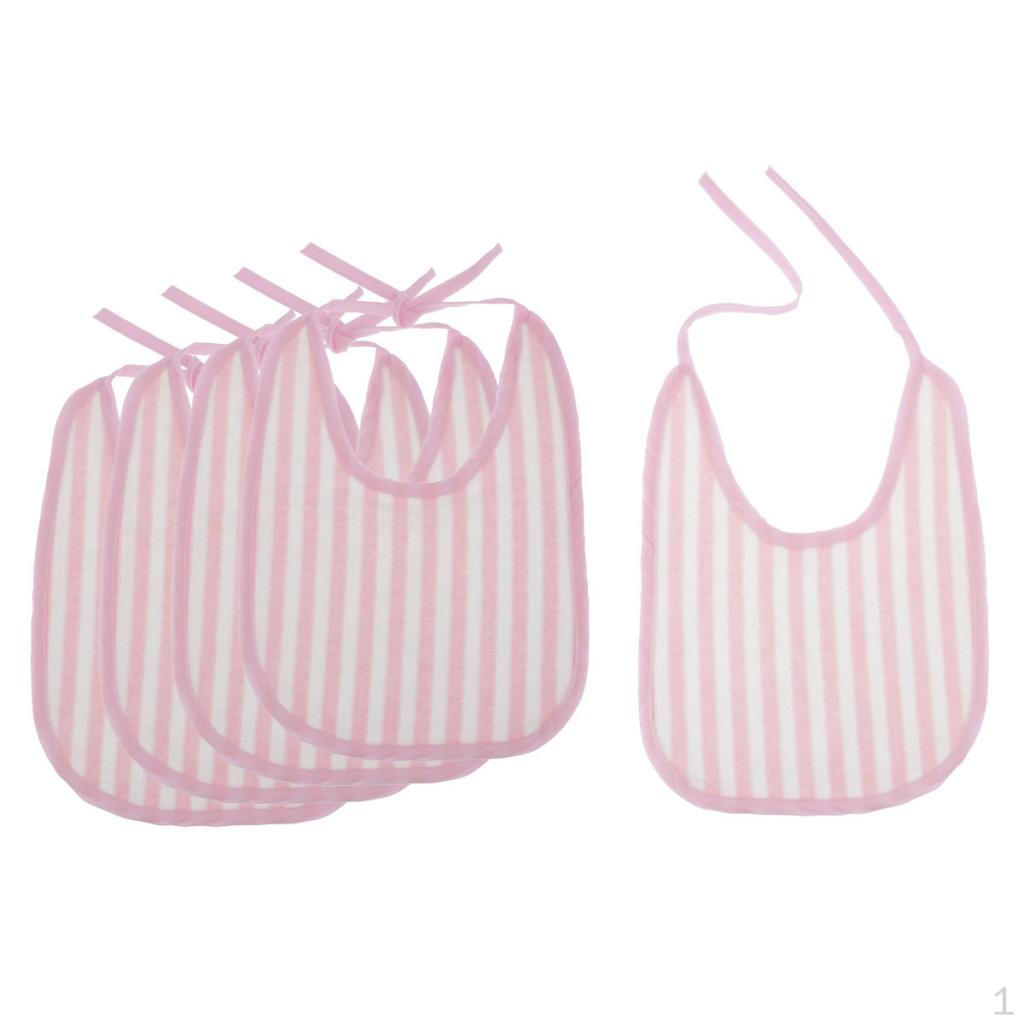 5 Pcs Waterproof Bibs Kids / Toddlers (Large Size) - Stripes Adult Bib for Eating Mealtime Cloth