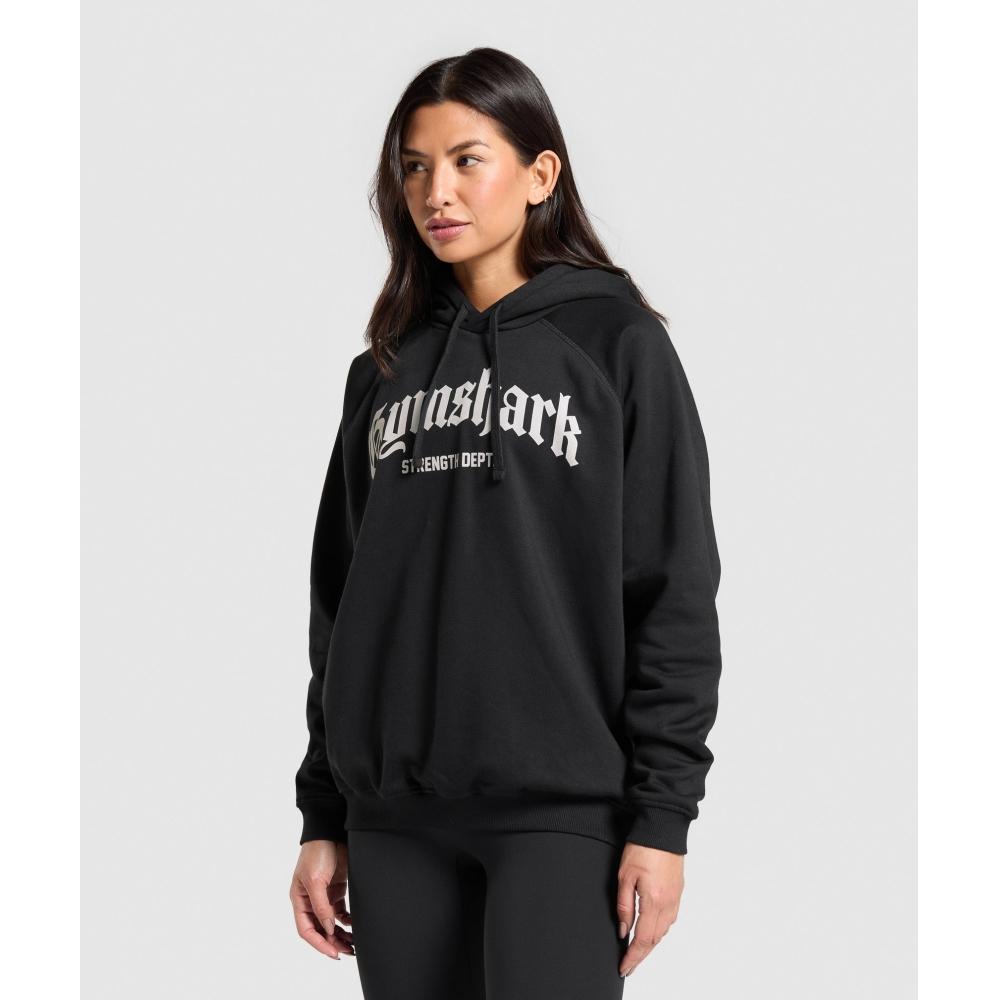 Gymshark Grafická mikina s kapucí Power Department Black B3c3q Bb2j