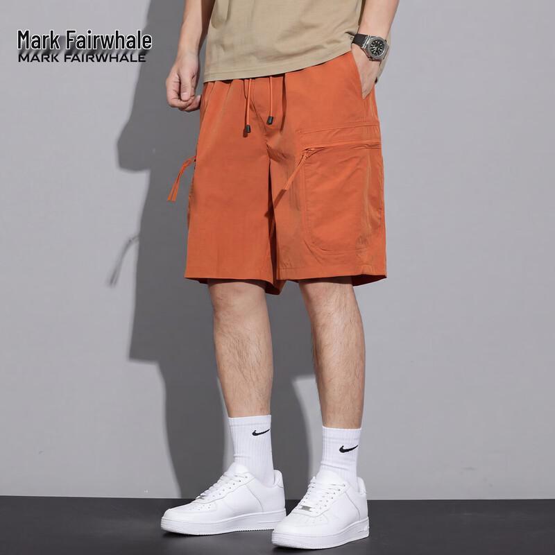 Mark Fairwhale Men s Casual Multi-Pocket Drawstring Shorts M оранжевый