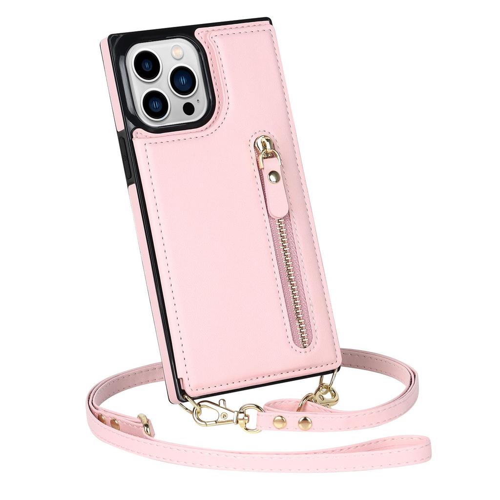 RFID zip peněženka šňůrka na krk karty Solt kožené pouzdro pro iPhone 15 14 Pro Max 13 12 Mini 11 X XR XS 7 8 Plus popruh crossbody kryt