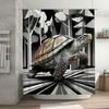 Animal-themed waterproof shower curtain colorful turtle design for bathroom decor.